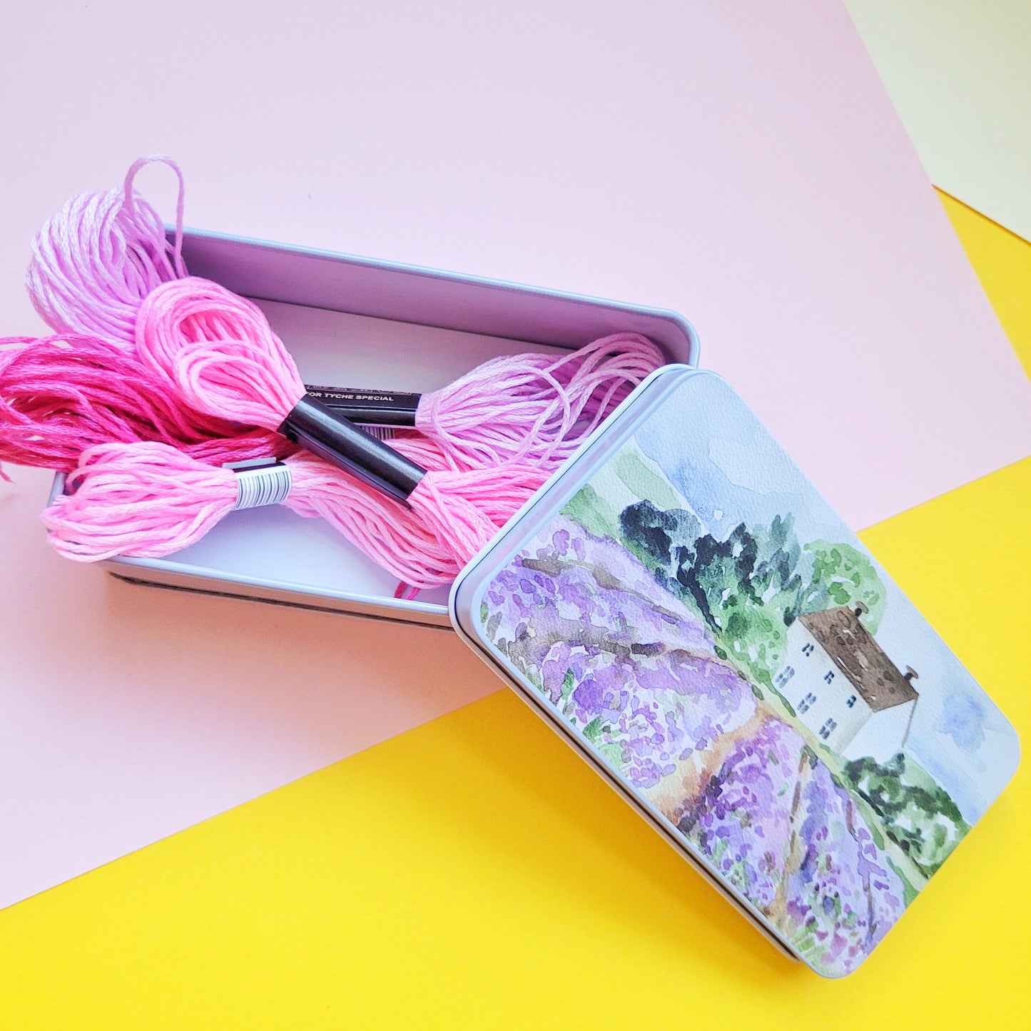 Cajita metálica organizadora Lienzo lila - mediana