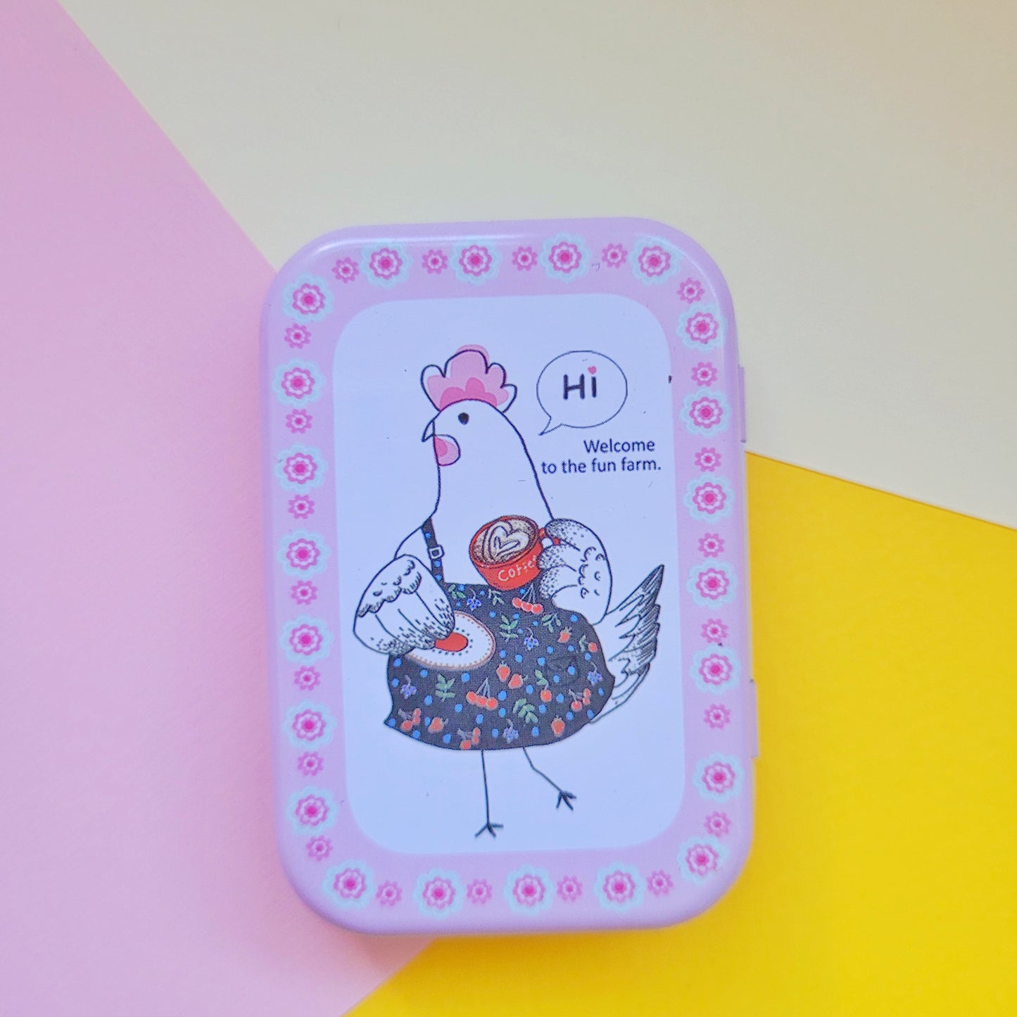 Cajita metálica organizadora Gallinita feliz