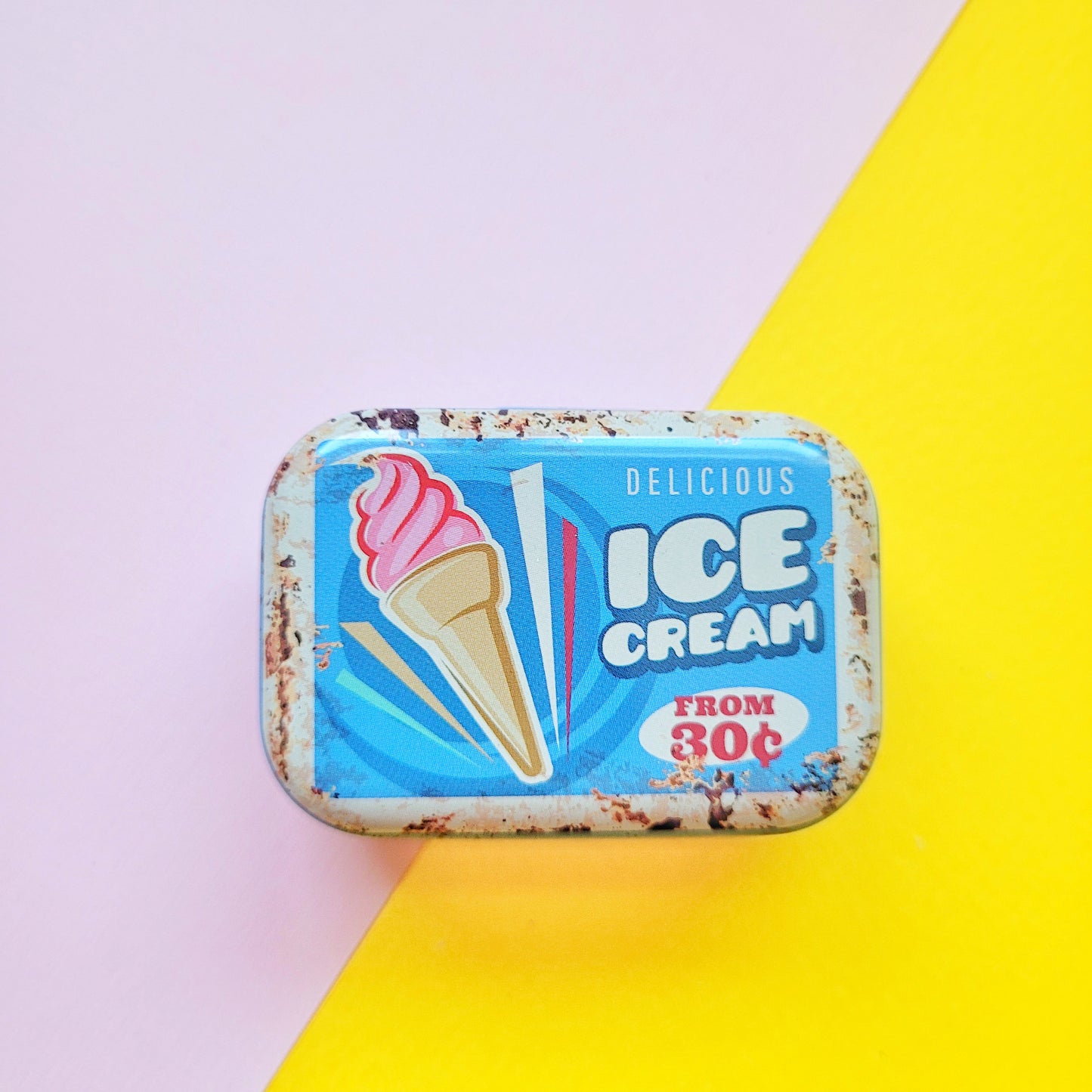 Cajita metálica organizadora letrero vintage