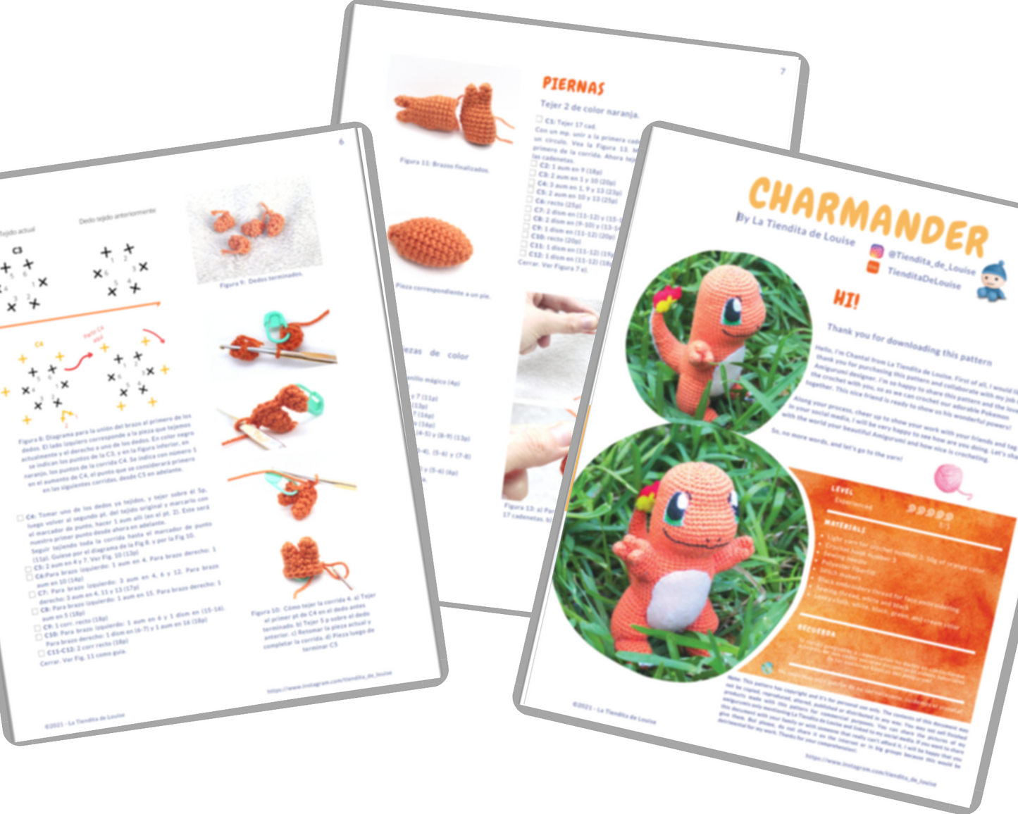 Charmander Pokemon - Patrón Amigurumi