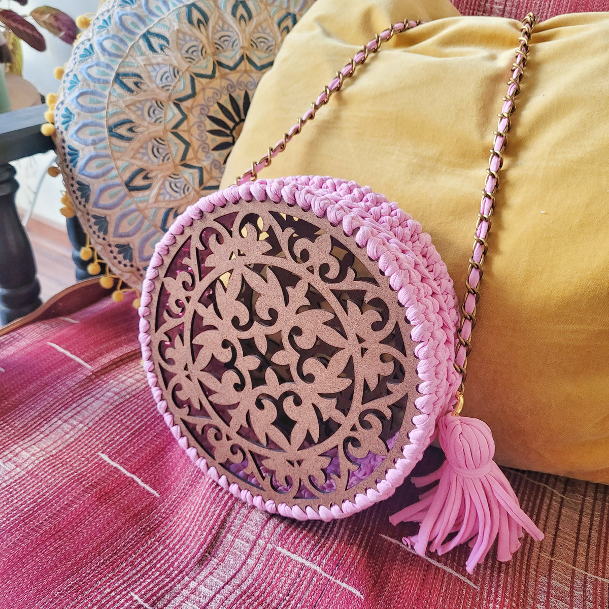 Cirkel Base para cartera circular en trapillo o macramé - en madera