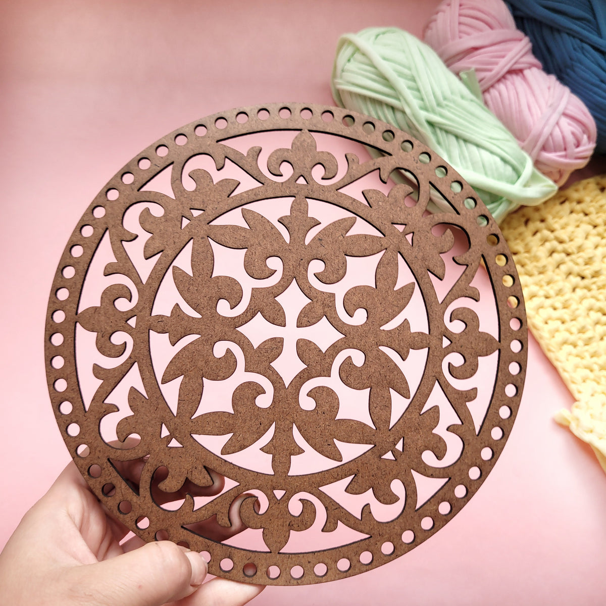 Cirkel Base para cartera circular en trapillo o macramé - en madera