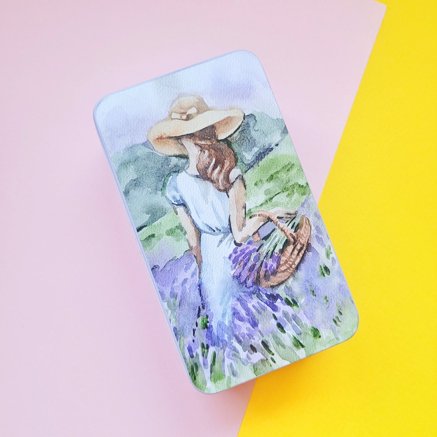 Cajita metálica organizadora Lienzo lila - mediana