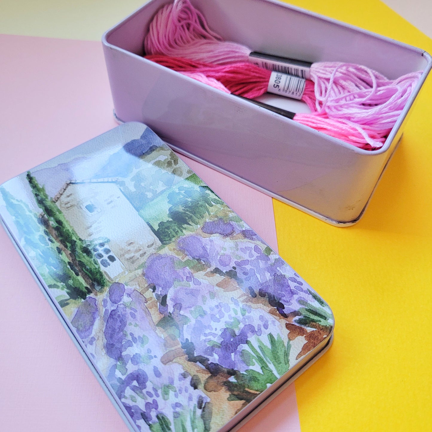 Cajita metálica organizadora Lienzo lila - mediana