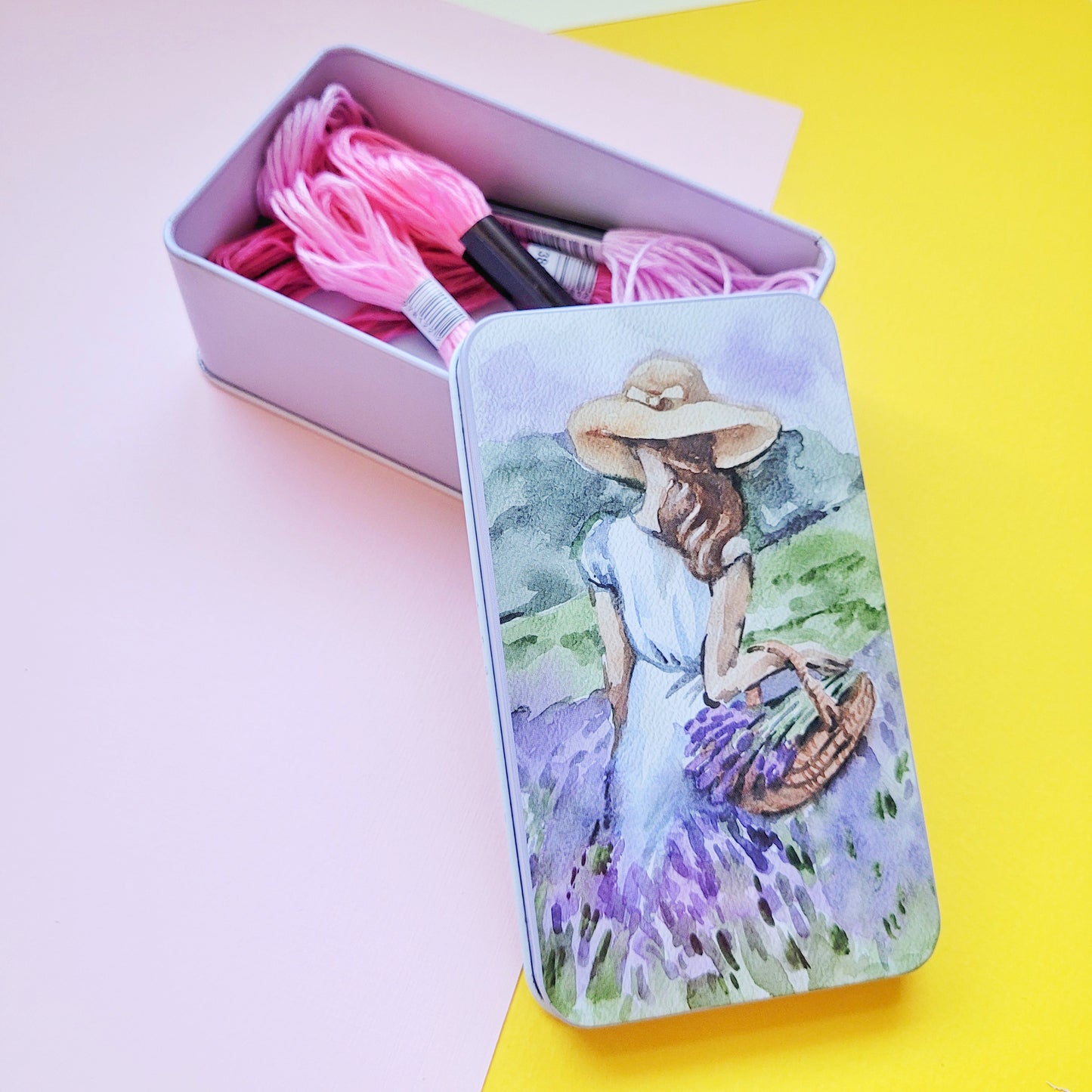 Cajita metálica organizadora Lienzo lila - mediana