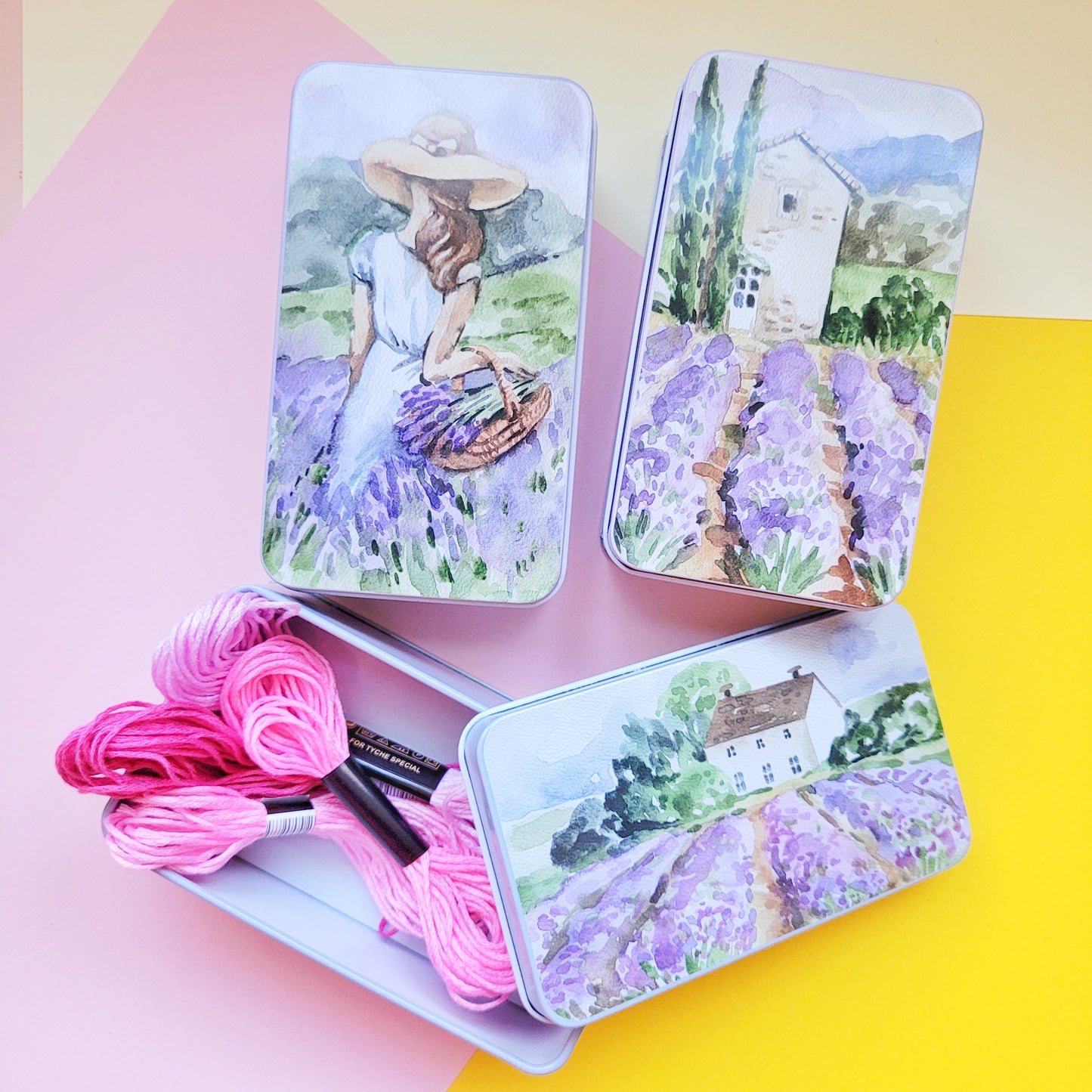 Cajita metálica organizadora Lienzo lila - mediana