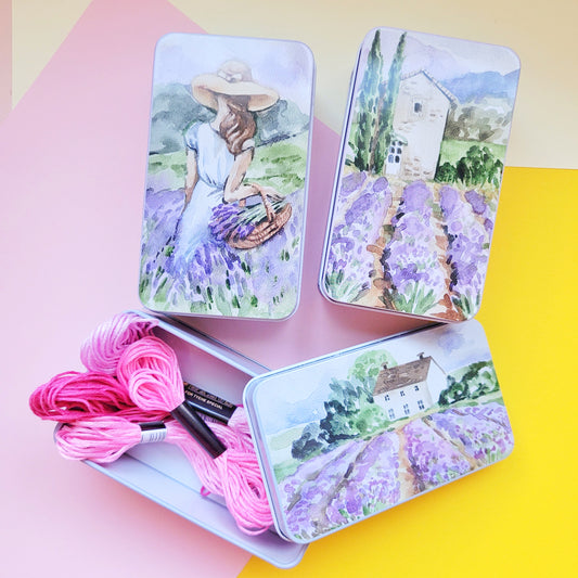 Cajita metálica organizadora Lienzo lila - mediana