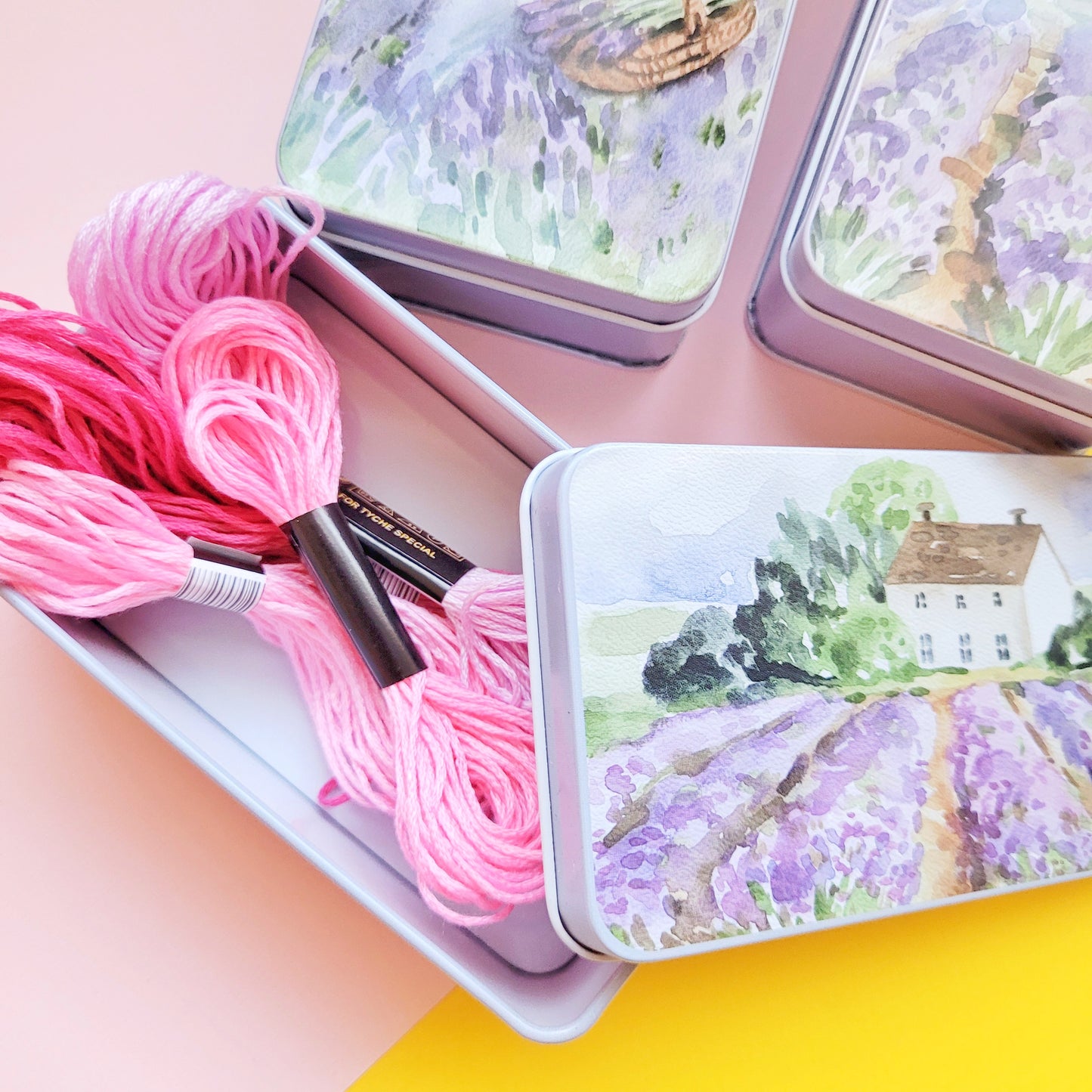 Cajita metálica organizadora Lienzo lila - mediana