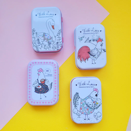 Cajita metálica organizadora Gallinita feliz