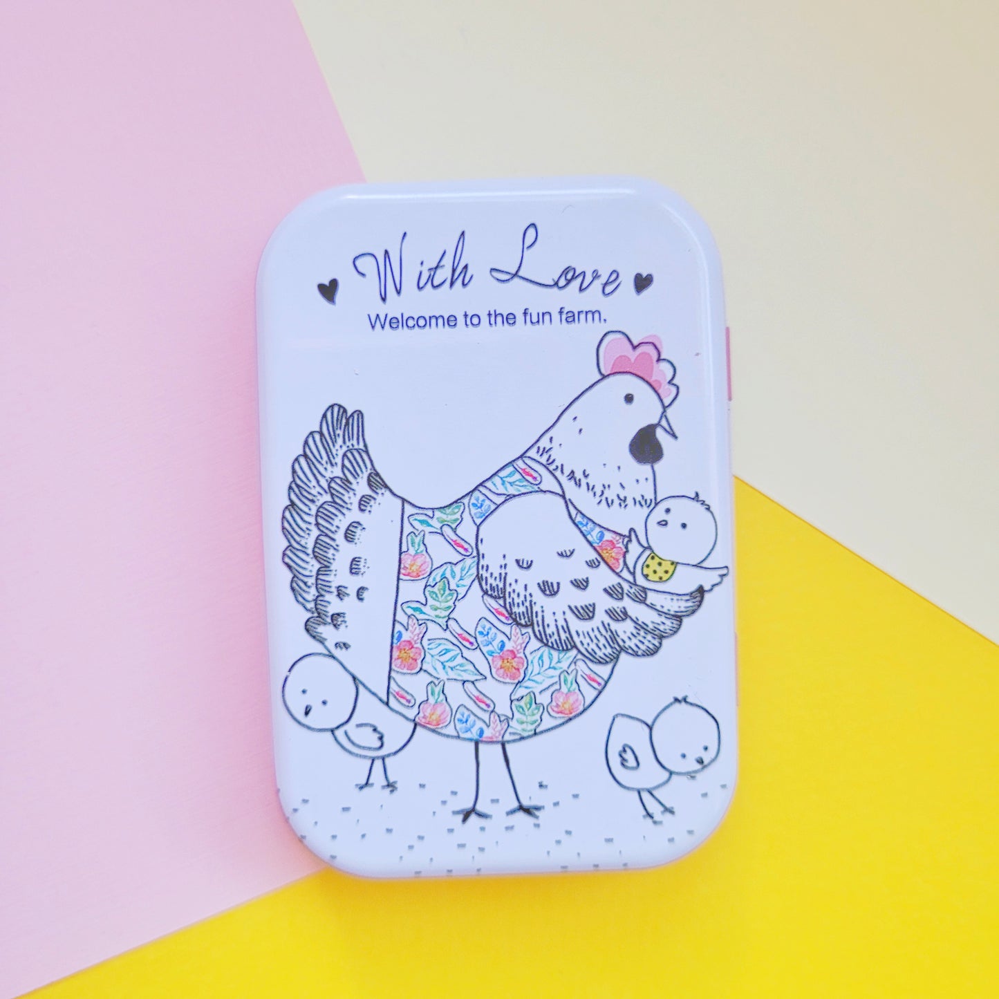 Cajita metálica organizadora Gallinita feliz