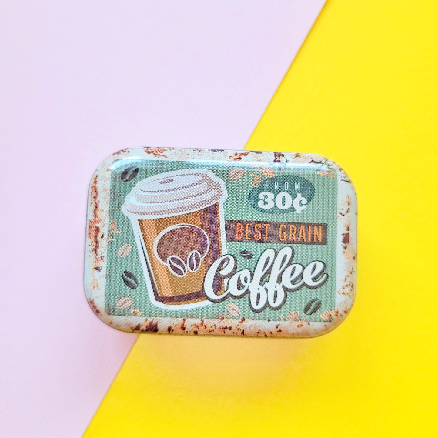 Cajita metálica organizadora letrero vintage