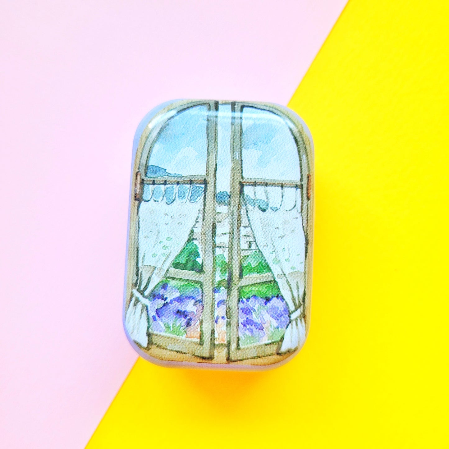 Cajita metálica organizadora  lienzo lila