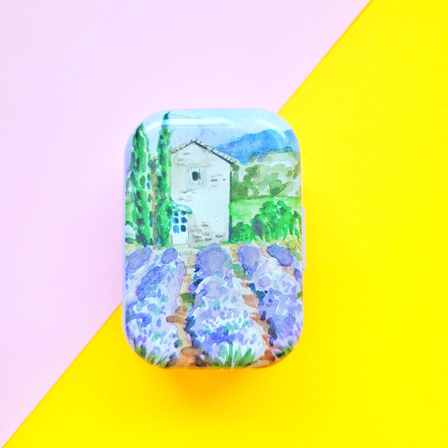 Cajita metálica organizadora  lienzo lila