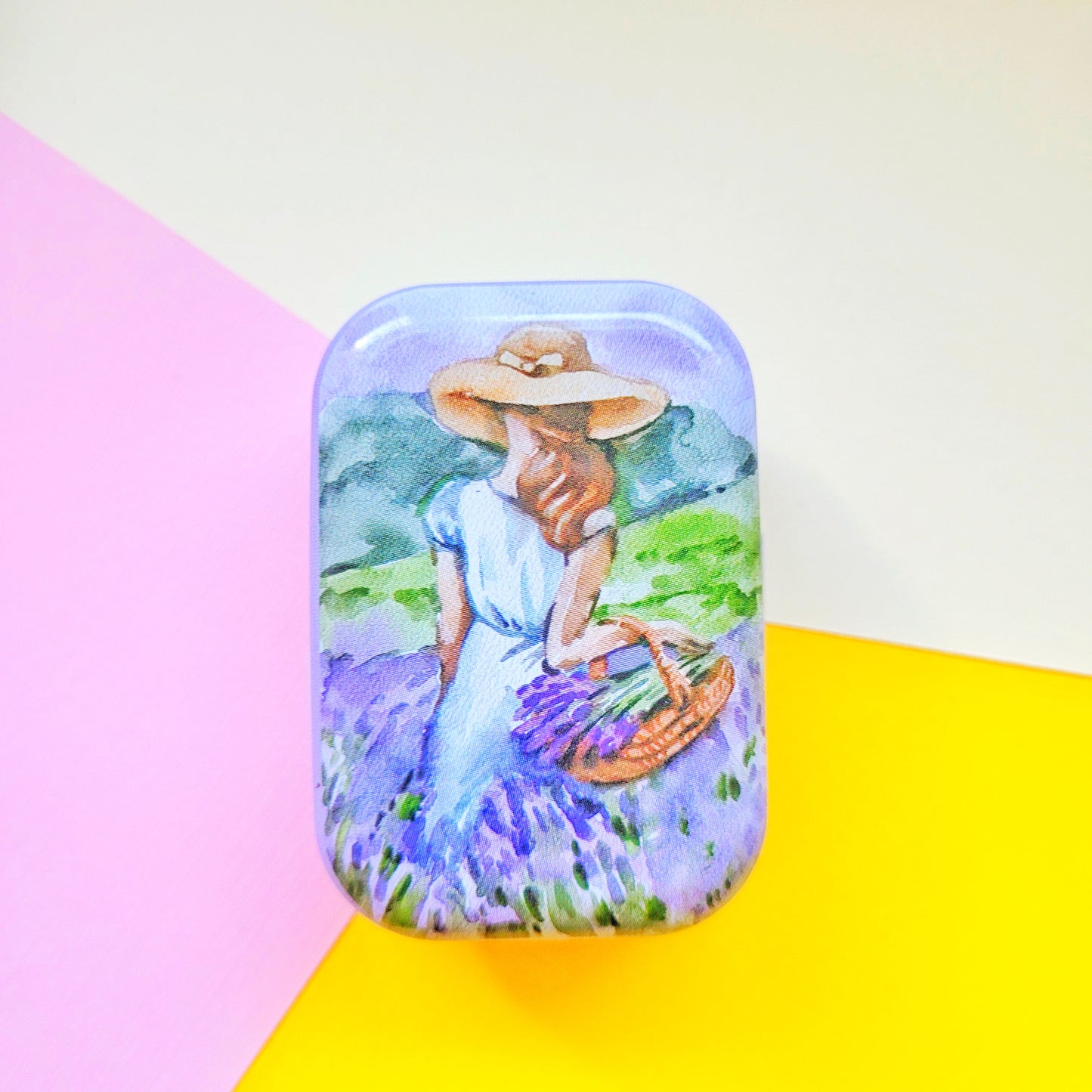 Cajita metálica organizadora  lienzo lila