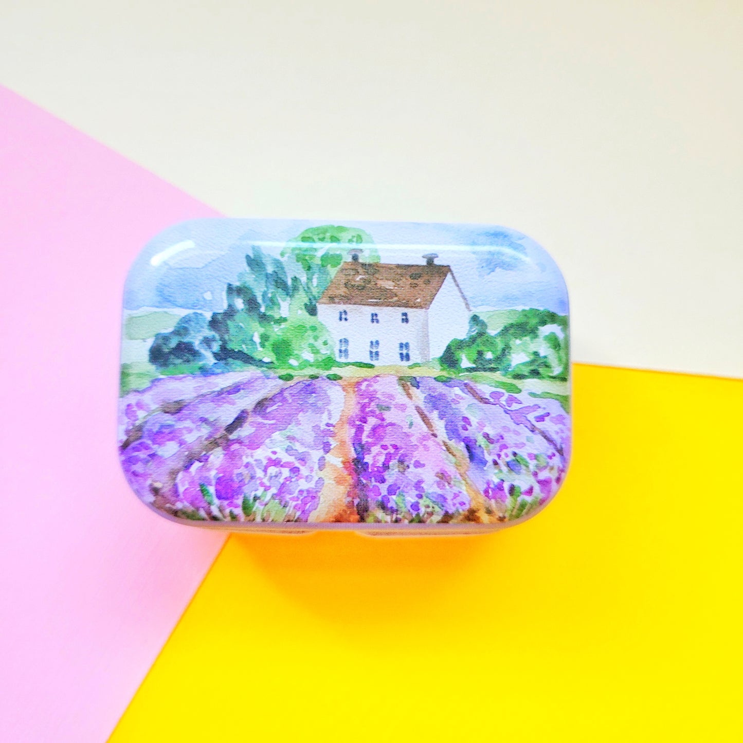 Cajita metálica organizadora  lienzo lila