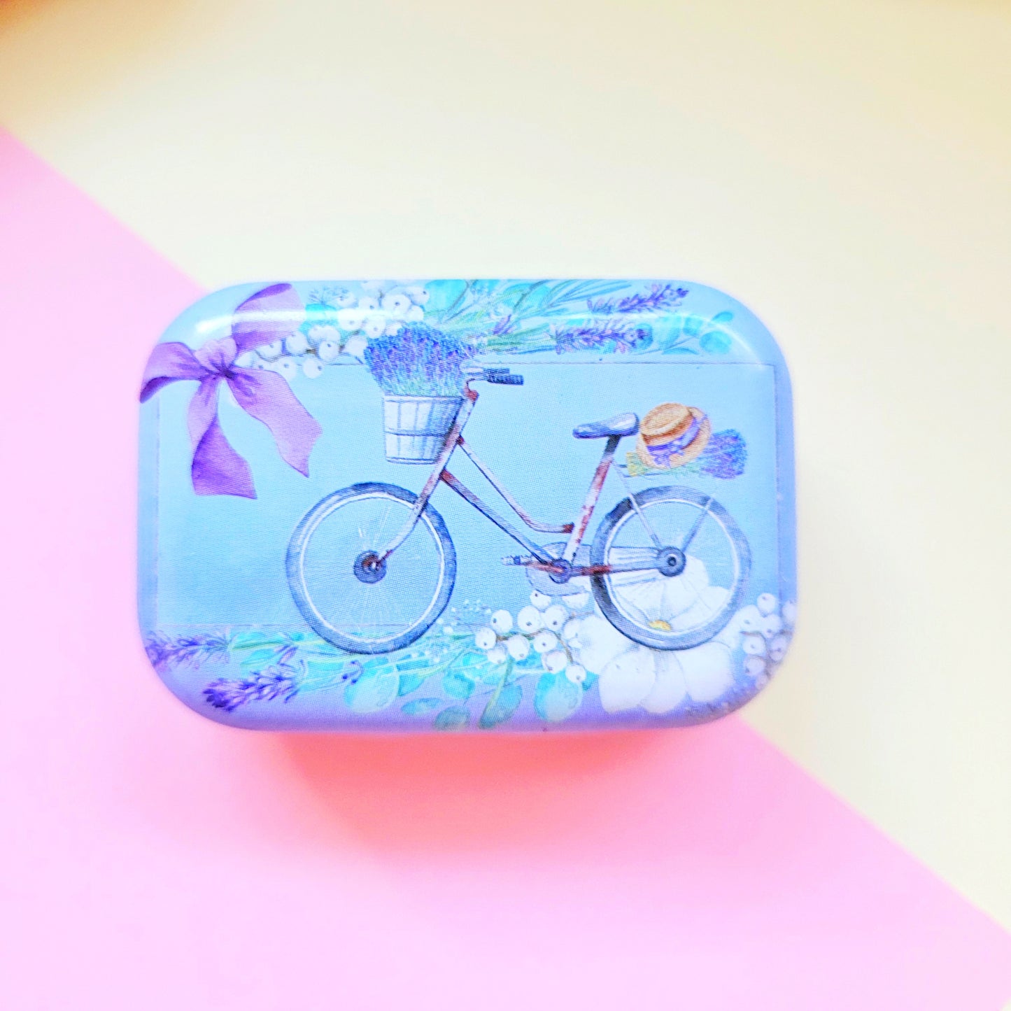 Cajita metálica organizadora  lienzo lila