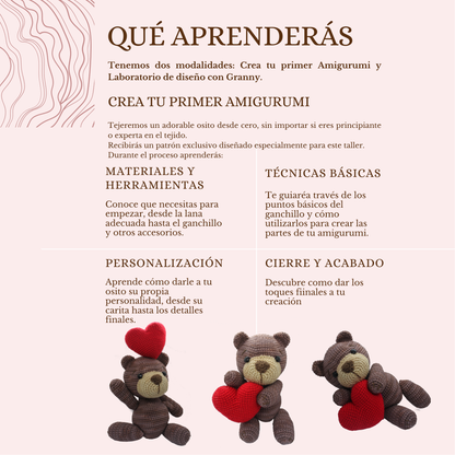 Mi primer Amigrumi - Crochet- 4 clases- materiales incluidos